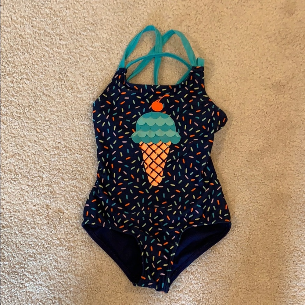 Girls 1 piece swimsuit with ice cream image